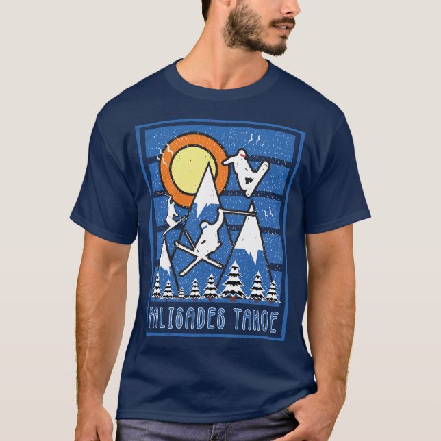 T-shirt Coucher de soleil Retro Palisades Tahoe (Devant)