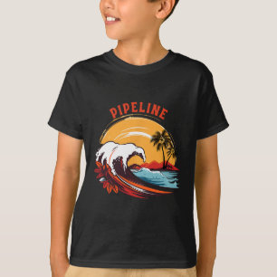 T-shirt Coucher de soleil rétro Pipeline Hawaï Surf d'été