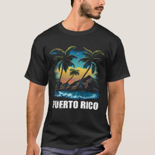 T-shirt Coucher de soleil rétro Porto Rico Souvenir de vac