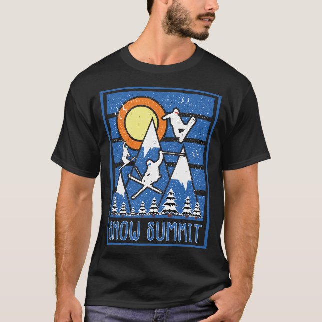 T-shirt Coucher de soleil Retro Snow Summit (Devant)