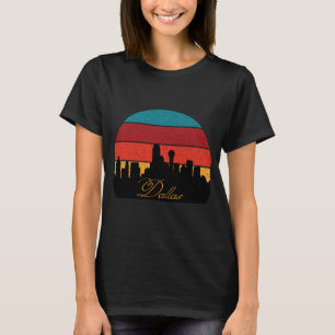 T-shirt Coucher de soleil rétro sur la skyline de Dallas p