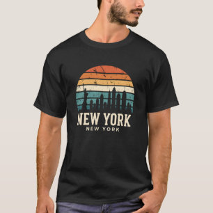 T-shirt Coucher de soleil rétro sur la skyline de New York
