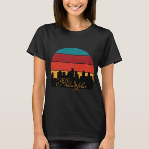 T-shirt Coucher de soleil rétro sur la skyline de Philadel