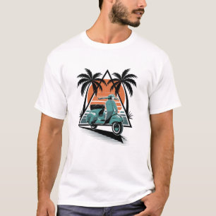 T-shirt Coucher de soleil Retro Vespa - Illustration de Sc