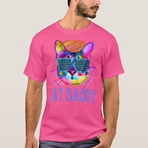 T-shirt Coucher De Soleil Rétro vintage Avec Chat Mignonne