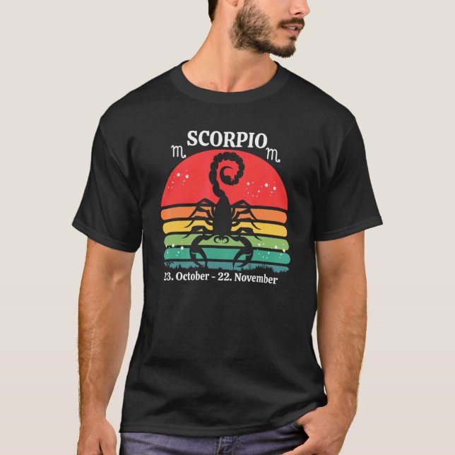 T-shirt Coucher de soleil rétro Zodiac Scorpio (Devant)