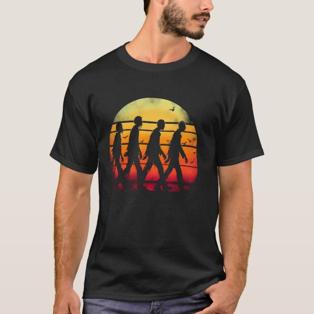 T-shirt Coucher de soleil rétro Zombies - Lov d'Halloween  (Devant)