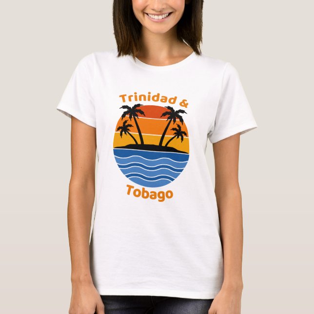 T-shirt Coucher de soleil rétros de Trinité-et-Tobago (Devant)