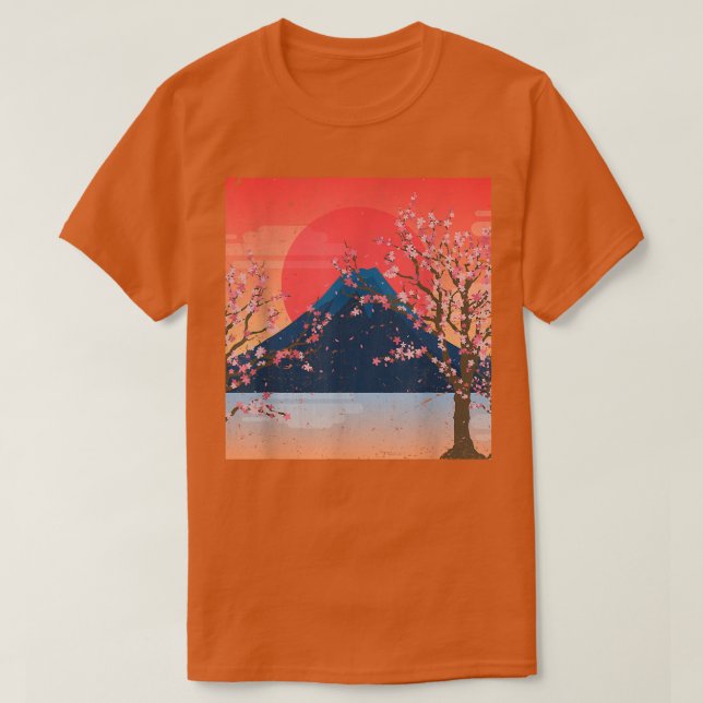 T-shirt Coucher de soleil Sakura Fleur rose Cerisier Blo (Design devant)