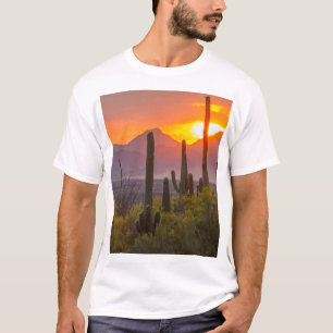 T-shirt Coucher de soleil sur cactus du désert, Arizona