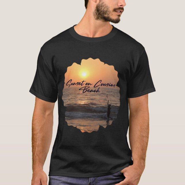 T-shirt Coucher de soleil sur la plage Cousins (Devant)