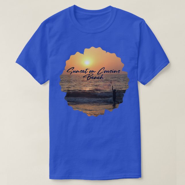 T-shirt Coucher de soleil sur la plage de Cousins (Design devant)