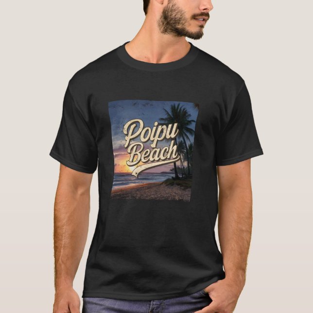 T-shirt Coucher de soleil sur la plage de Poipu (Devant)