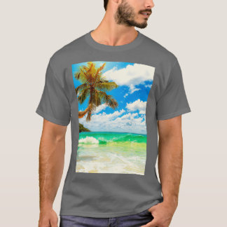 T-shirt coucher de soleil sur la plage d'été