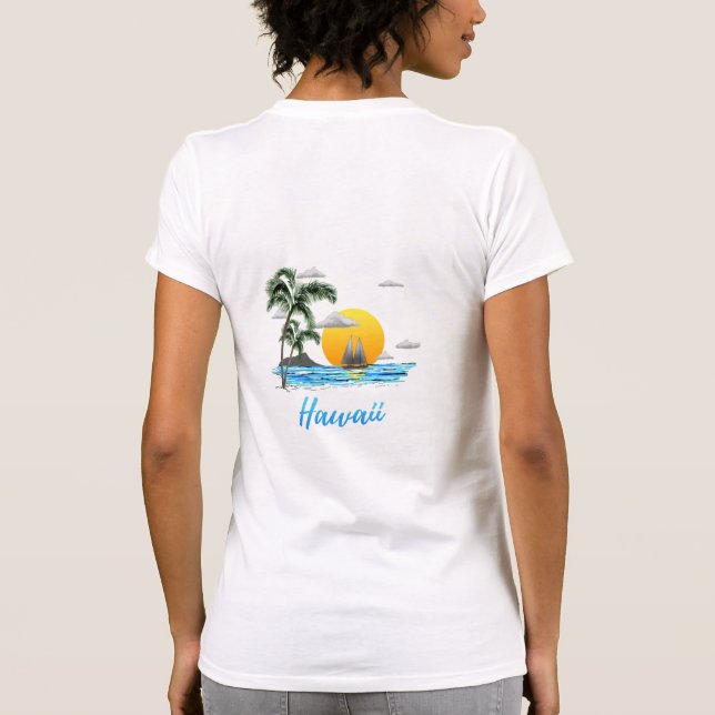 T-shirt Coucher de soleil sur la plage d'Hawaii (Dos)