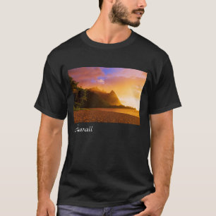 T-shirt Coucher de soleil sur la plage dorée, Hawaï