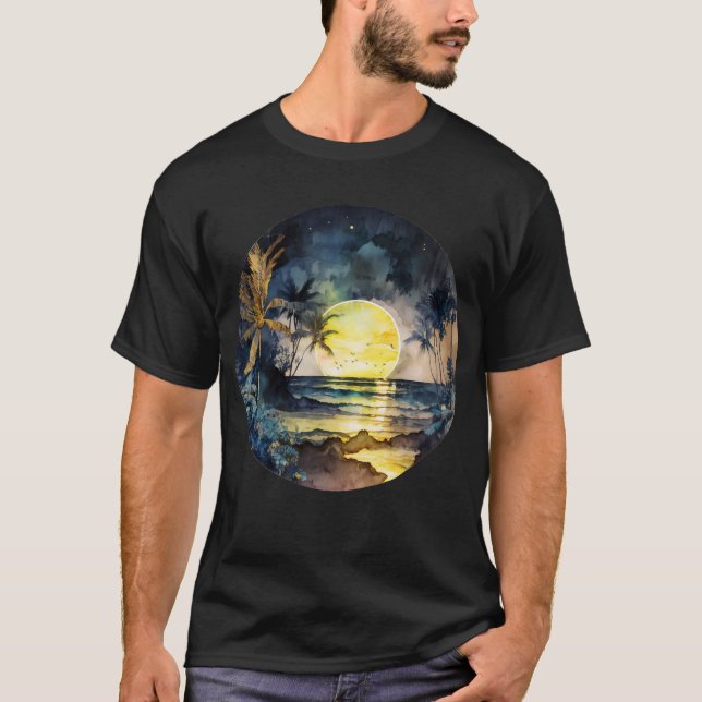 T-shirt Coucher de soleil sur la plage tropicale (Devant)