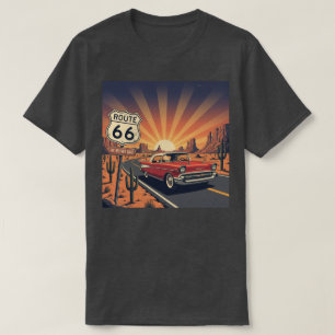 T-shirt Coucher de soleil sur la route 66 vintage