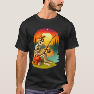 T-shirt Coucher De Soleil Sur Le Lac Skeleton Pêche Costum