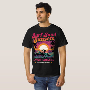 T-shirt Coucher de soleil sur le sable de surf Paradis Vin