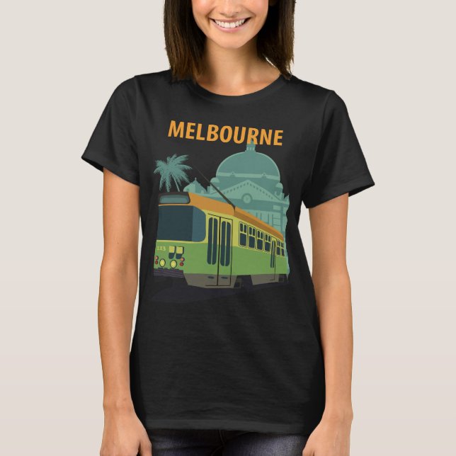T-shirt Coucher de soleil sur le tramway de Melbourne (Devant)
