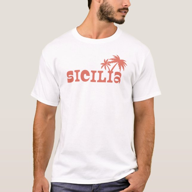 T-shirt Coucher de soleil sur l'île de la Sicile (Devant)