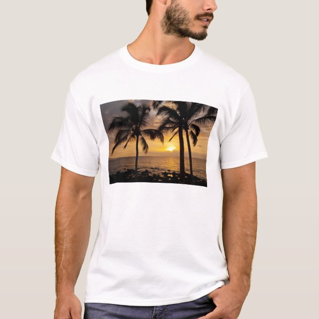 T-shirt Coucher de soleil sur palmier (Devant)