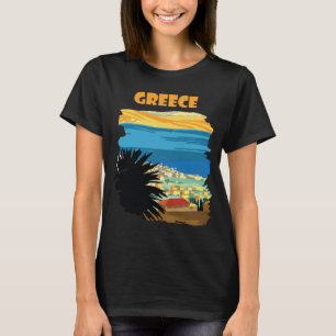 T-shirt Coucher de soleil sur une île grecque Voyage Scéni