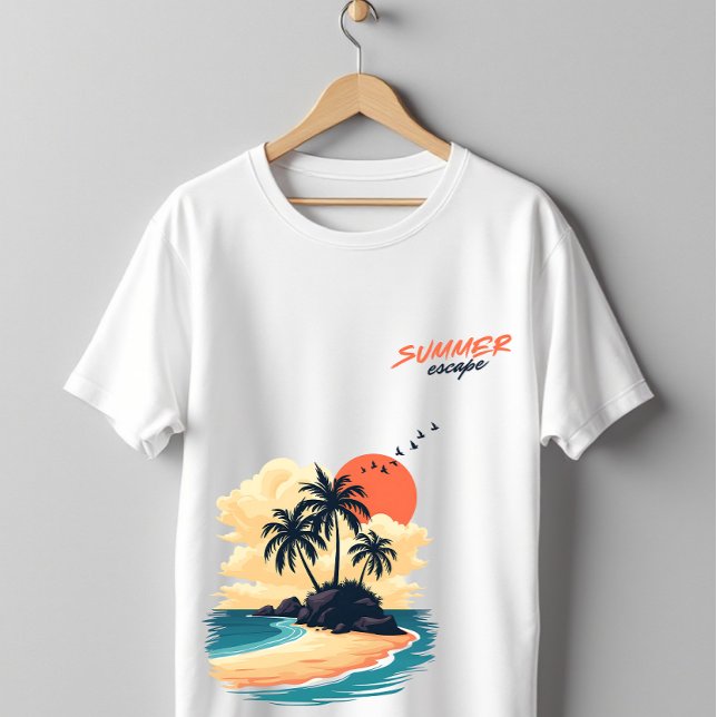 T-shirt Coucher de soleil sur une île tropicale, Évasion e (Créateur téléchargé)