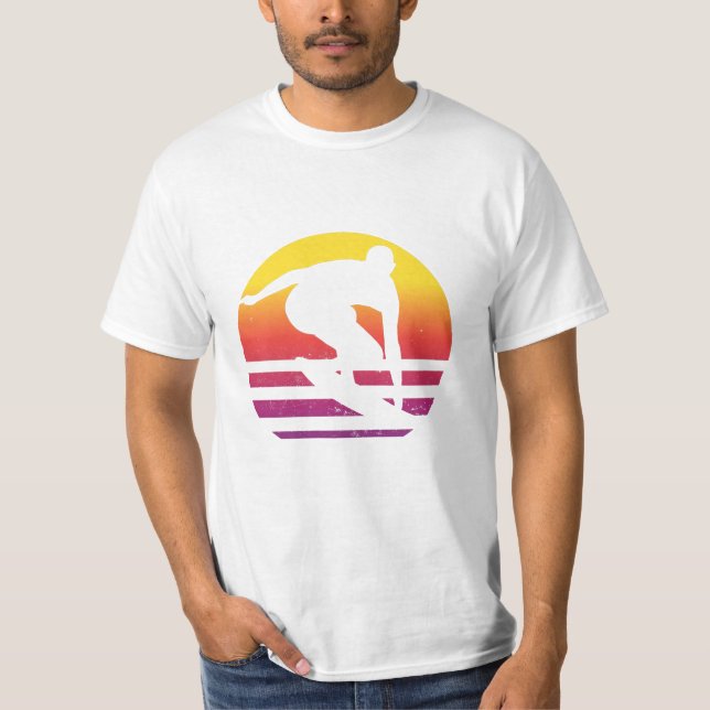 T-shirt Coucher de soleil surfeur Rétro (Devant)