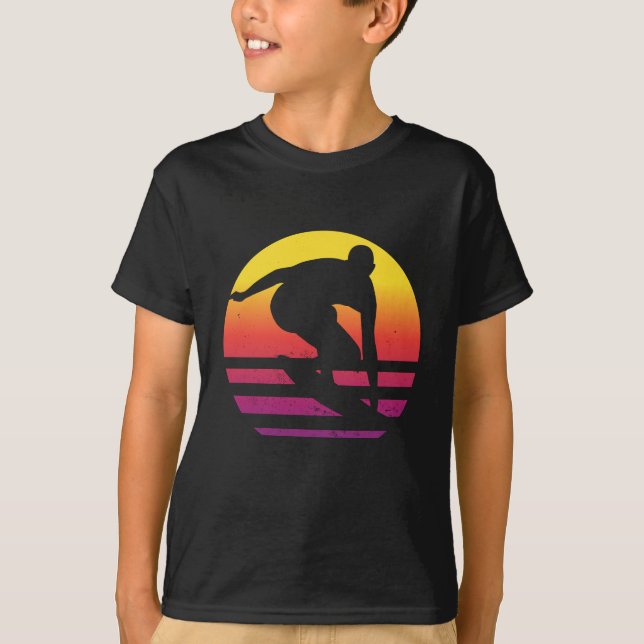 T-shirt Coucher de soleil surfeur Rétro (Devant)