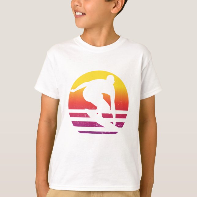 T-shirt Coucher de soleil surfeur Rétro (Devant)