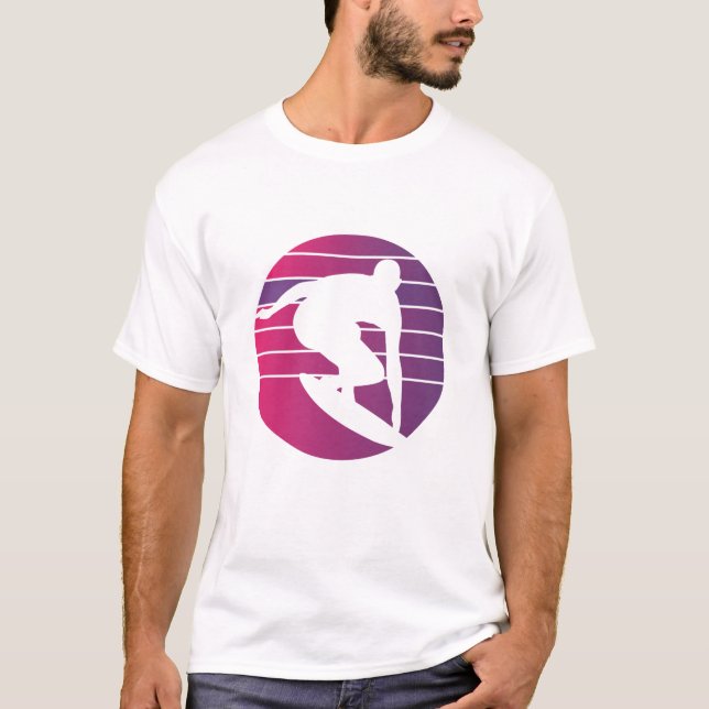 T-shirt Coucher de soleil surfeur Rétro (Devant)
