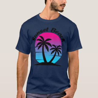 T-shirt Coucher de soleil Synthwave des années 80 avec pal