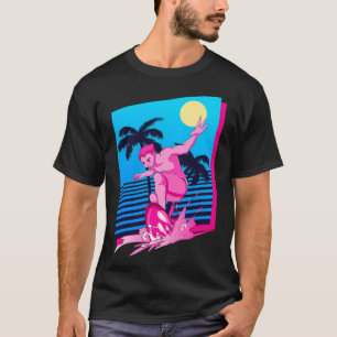 T-shirt Coucher de soleil Synthwave Surfeur Palmiers Surf