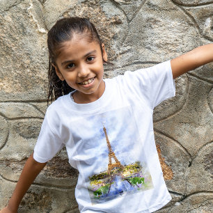 T-shirt Coucher de soleil Tour Eiffel Paris Aquarelle fran