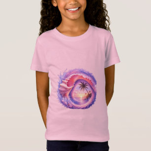 T-Shirt coucher de soleil tropical, art de coquillages, co