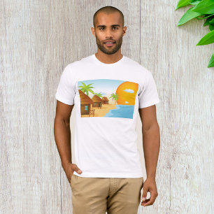 T-shirt Coucher de soleil tropical avec des huttes de chau