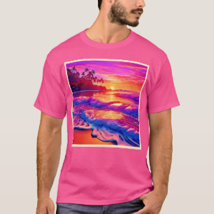 T-shirt Coucher de soleil tropical : Plage d'art