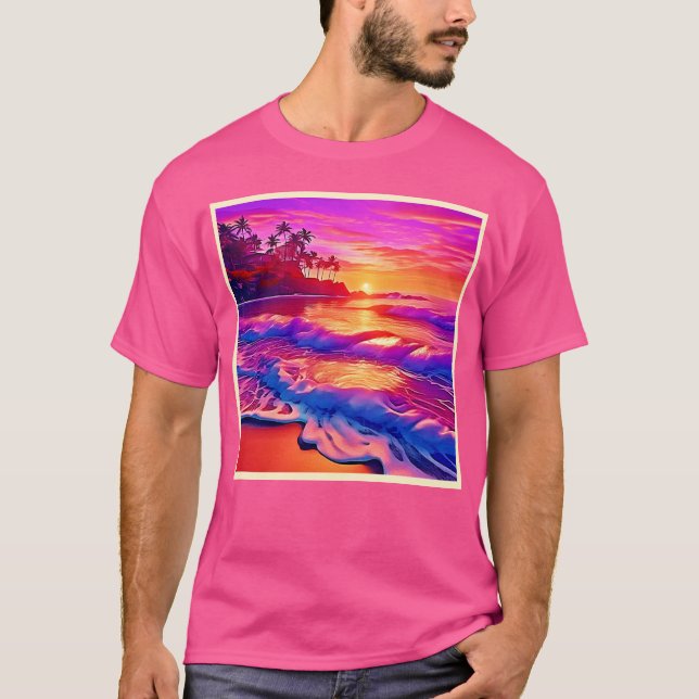 T-shirt Coucher de soleil tropical : Plage d'art (Devant)