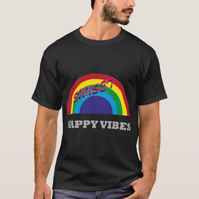T-shirt Coucher de soleil, Vibes heureuses (Devant)