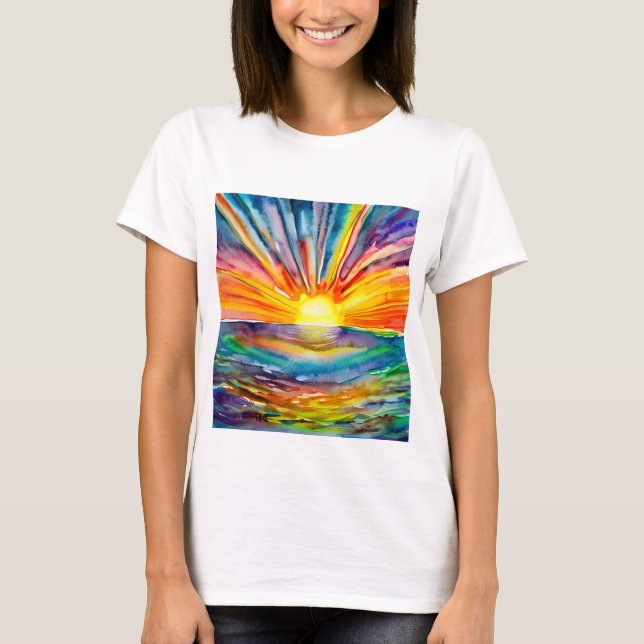 T-shirt Coucher de soleil vibrant sur la réflexion de l'ea (Devant)