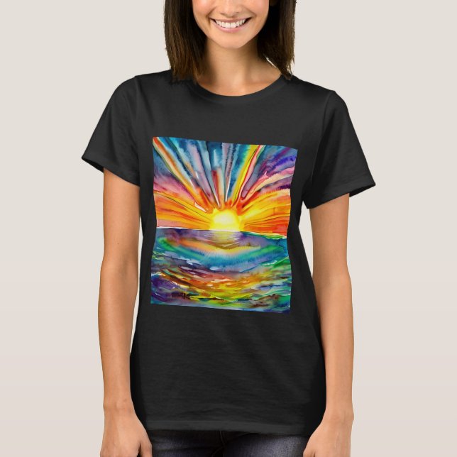 T-shirt Coucher de soleil vibrant sur la réflexion de l'ea (Devant)