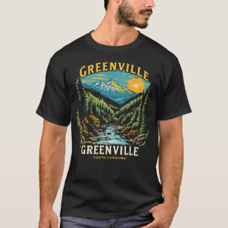 T-shirt Coucher de soleil vintage à Greenville Caroline du