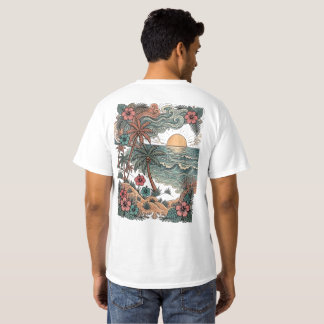 T-shirt Coucher de soleil vintage à Hawaï et palmiers