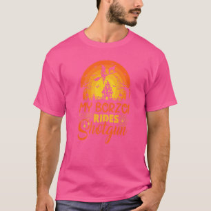 T-shirt Coucher de soleil vintage My Borzoi Dog Ride Shotg