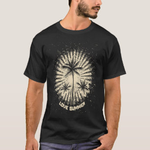 T-shirt Coucher de soleil Vintage rétro en relief avec pal