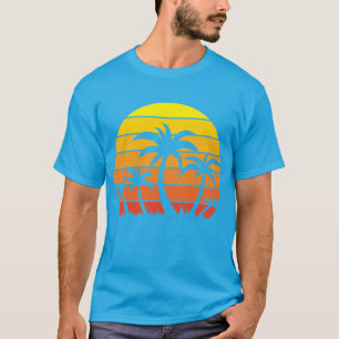 T-shirt Coucher De Soleil Vintage Rétro Et Palmiers