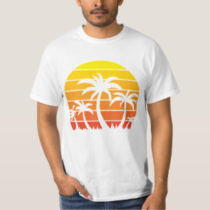 T-shirt Coucher De Soleil Vintage Rétro Et Palmiers