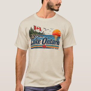T-shirt Coucher de soleil vintage sur le lac Ontario, fond